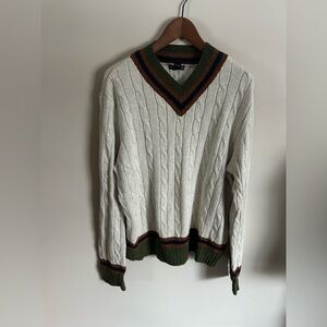 Club Monaco | Wool Blend Cable Knit V neck sweater